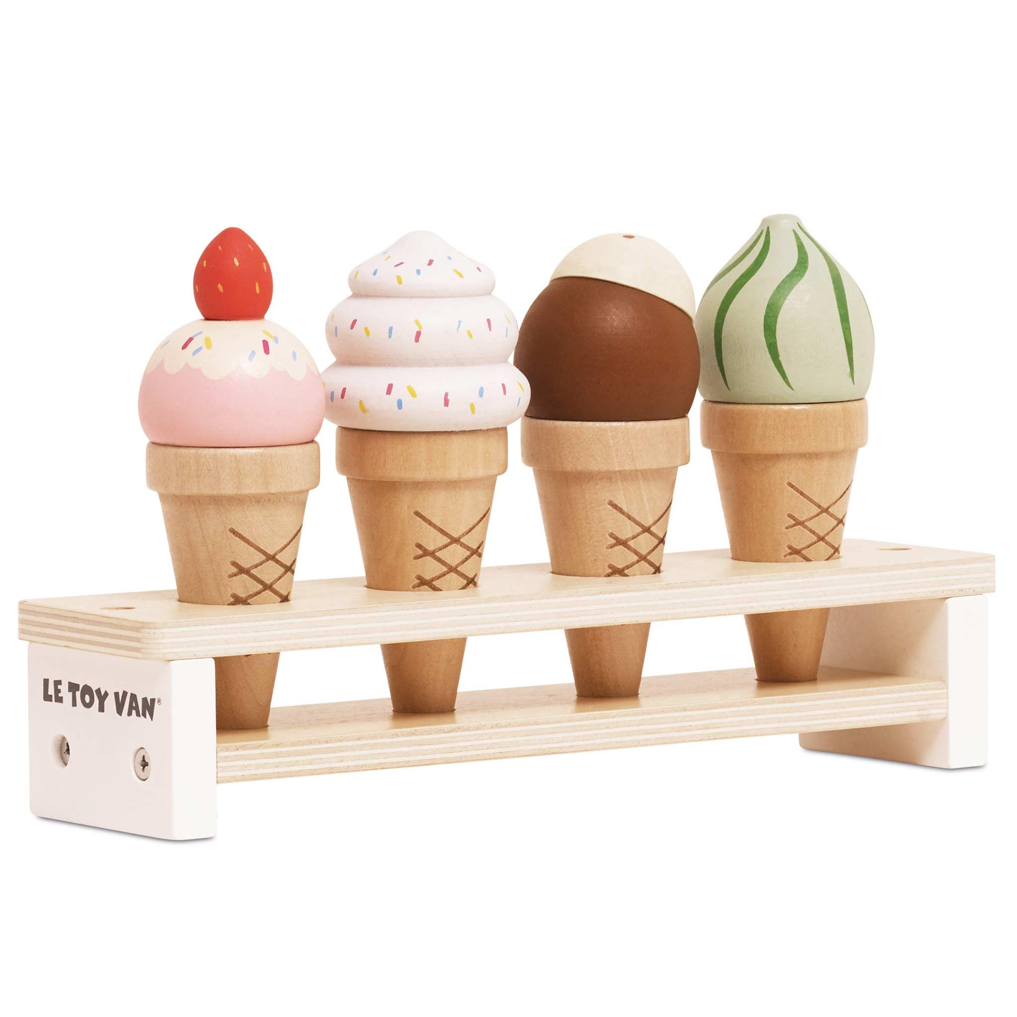 Le Toy Van Unisex Kids Cream Wooden Ice Cones Set ( W:10cm D:10cm H:13.7cm) One Size Multicoloured By Childsplay Clothing