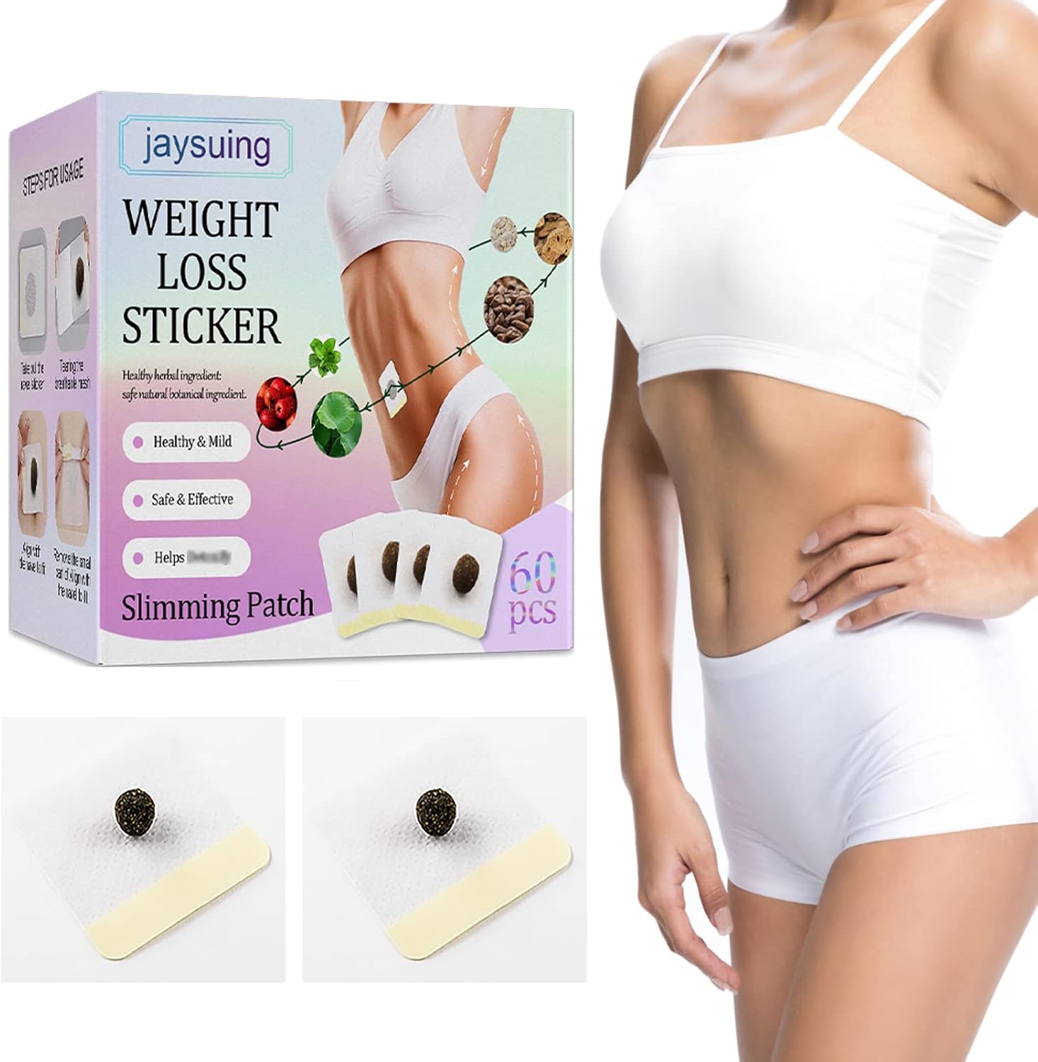 60PCS Mugwort Belly Patch,Natural Wormwood Belly Button Patch