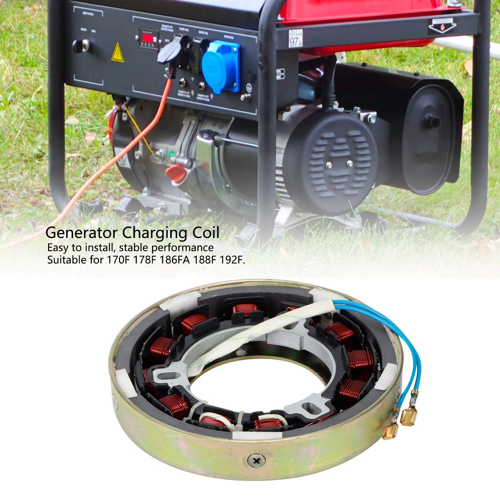 Generator-Ladespulen-Ersatz, hochhartes Eisenmaterial, langlebige Leistung, einfache Installation für 170F, 178F, 186FA, 188F, 192F Generatoren, Landwirtschaft, BAU, Gartenarbeit