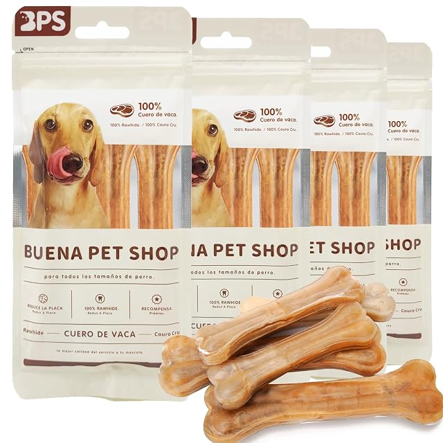 BPS - 5096 Buena Pet Shop Hueso Prensado para Perros Piel Vacuno Fortalecedor de Dientes Stick Dental Dog…