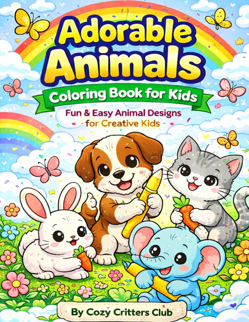 Adorable Animals Coloring Book for Kids: Easy and cute Animal Pages for Toddlers Ages 2–4 | Big, Bold, Simple Designs (Cozy Critters Coloring Adventures)