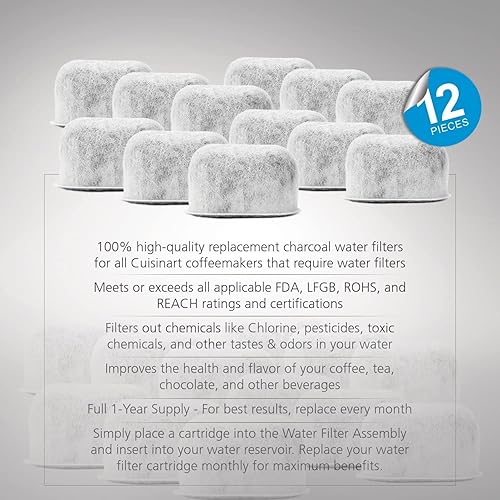 Miniatura 6 de Paquete de 12 filtros de agua de carbón de repuesto para cafeteras Braun, se adapta a todas las máquinas de café Braun BrewSense Drip Series