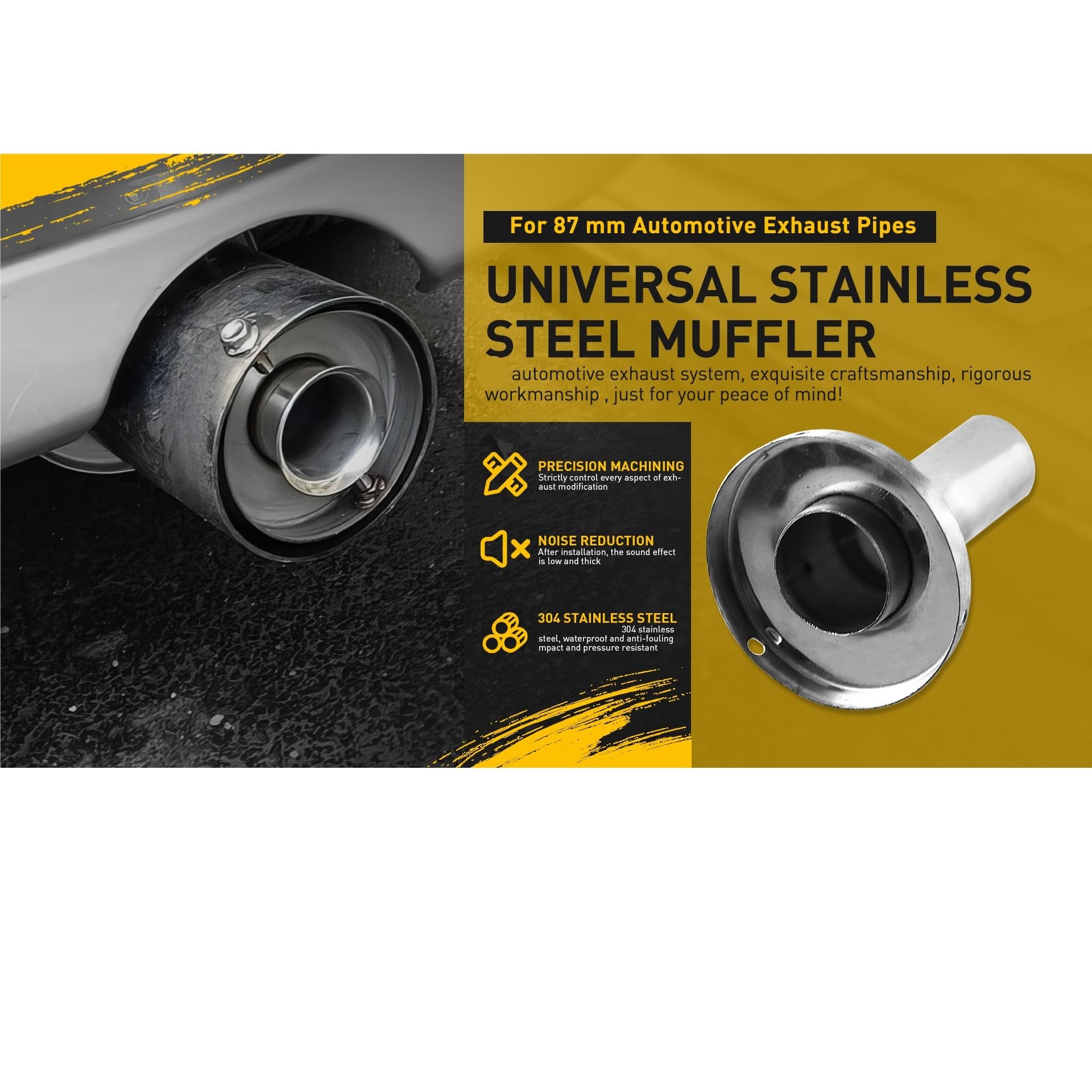 Car Silencer Uniwersalna kontrola dźwięku wydechu samochodowego 76mm 89mm 102mm 114mm tłumik ze stali nierdzewnej zmniejszający hałas(SL 114)