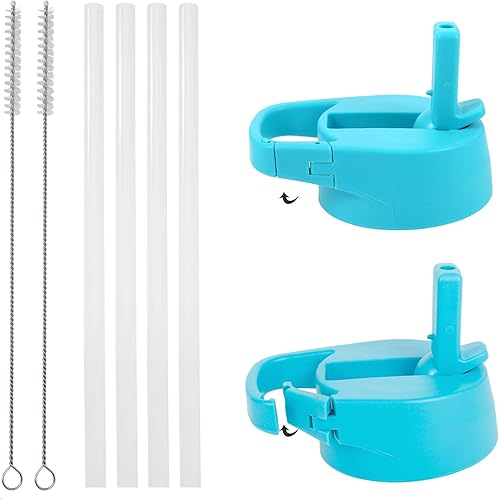 Iron Flask Tapa de mosquetón para botellas de agua deportivas aisladas de boca ancha, sin BPA, 2 tapas, 4 pajillas, 2 cepillos de limpieza