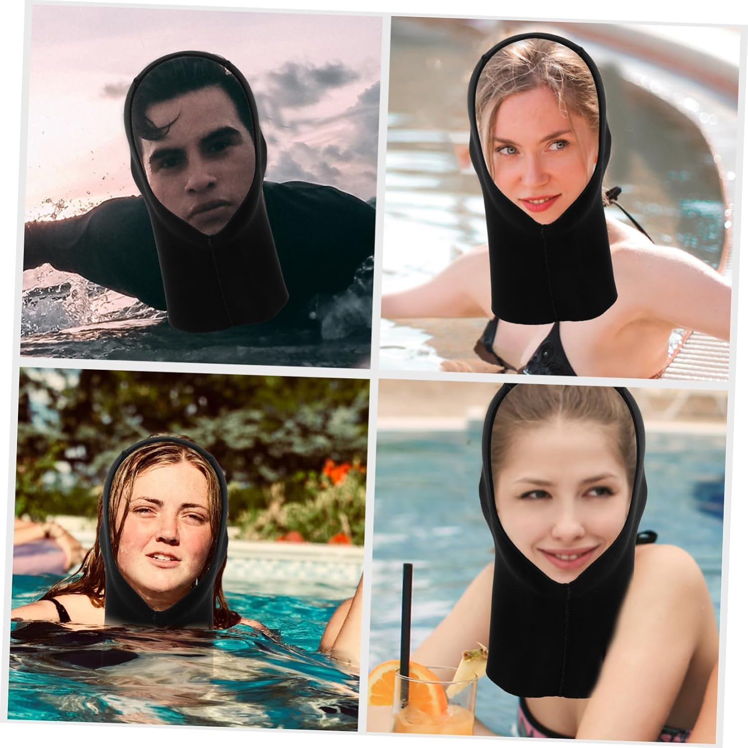 Toyvian Sun Blocking Swimming Cap Neoprene Diving Hood for Women Men Full Mask Head Cover for Surfing Snorkeling