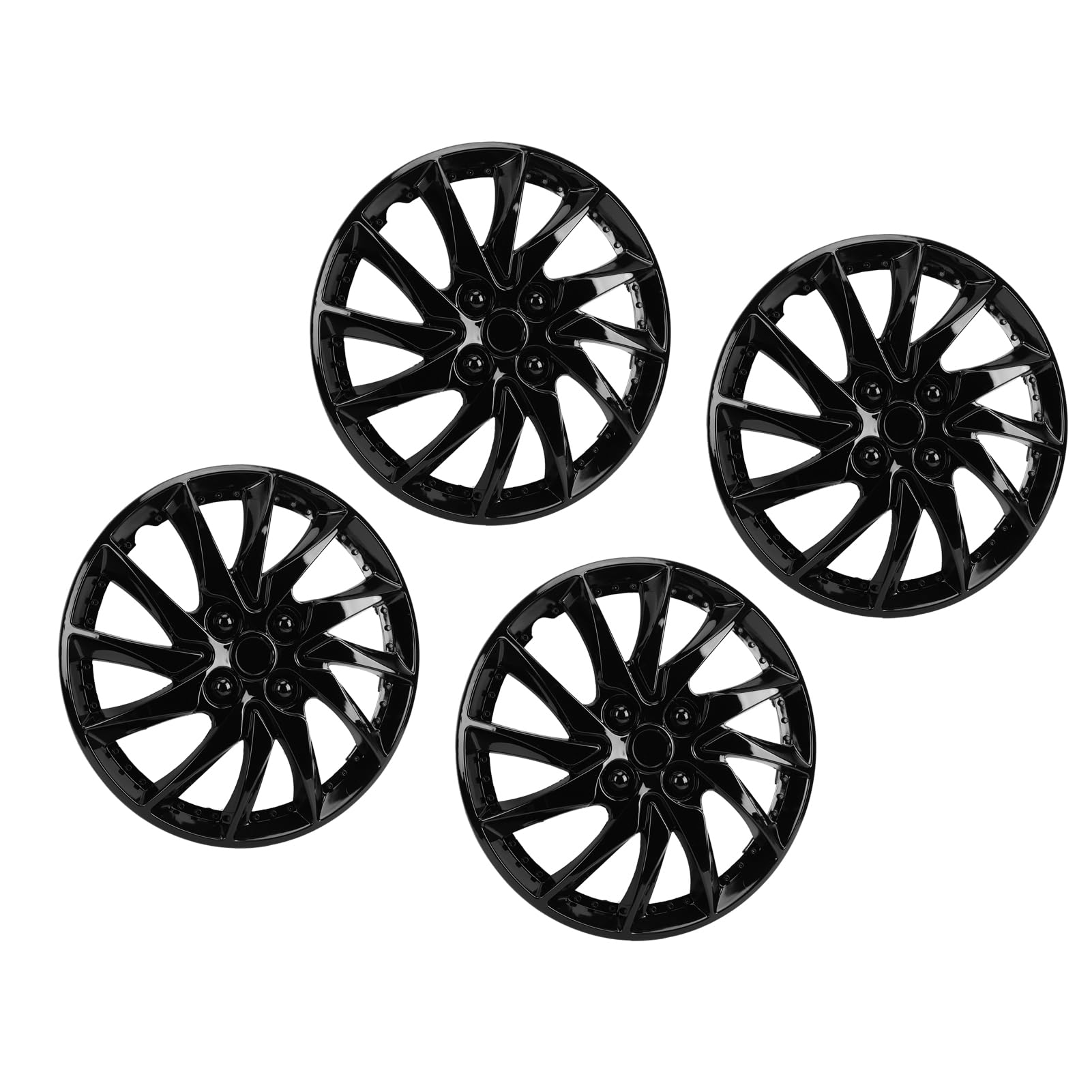 Kołpaki kół Kołpaki, Dekoracyjne ABS R15 do 15-calowych kół Stalowych, Uniwersalne Dopasowanie do Samochodów Ciężarowych SUV, Stylowe Osłony Zamienne (BLACK)