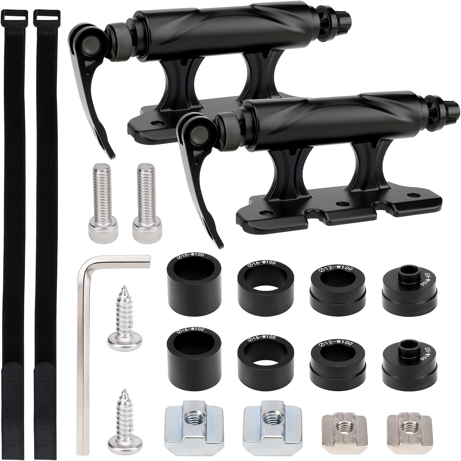 2PCS Bike Fork Mount Block, Alloy Quick Release Thru Axle for Car Bike Roof Rack Truck Bed Bike Mount with 4 Adapters for Road, MTB and Hybrid Bicycles