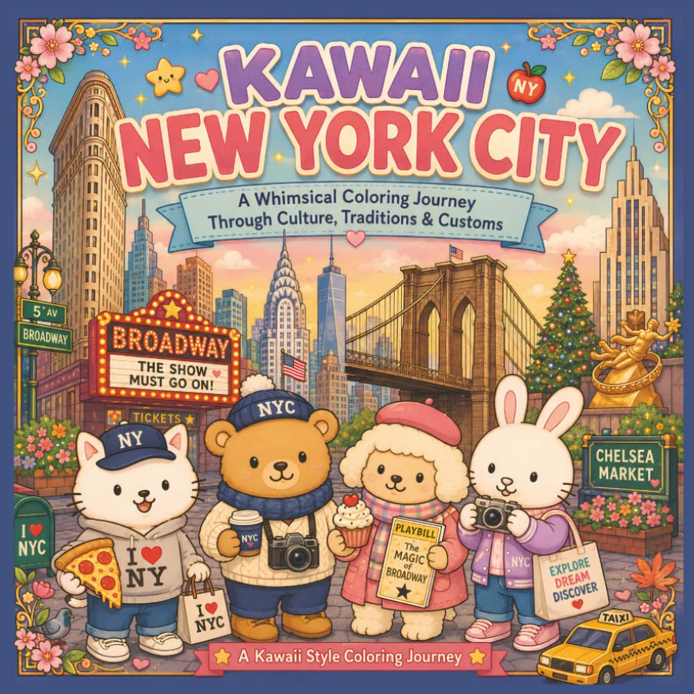 KAWAII NEW YORK CITY: A Whimsical Coloring Journey Through Culture, Traditions & Customs