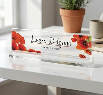Artblox Personalized Acrylic Desk Nameplate | Name and Job Title | Desk Decor | Modern