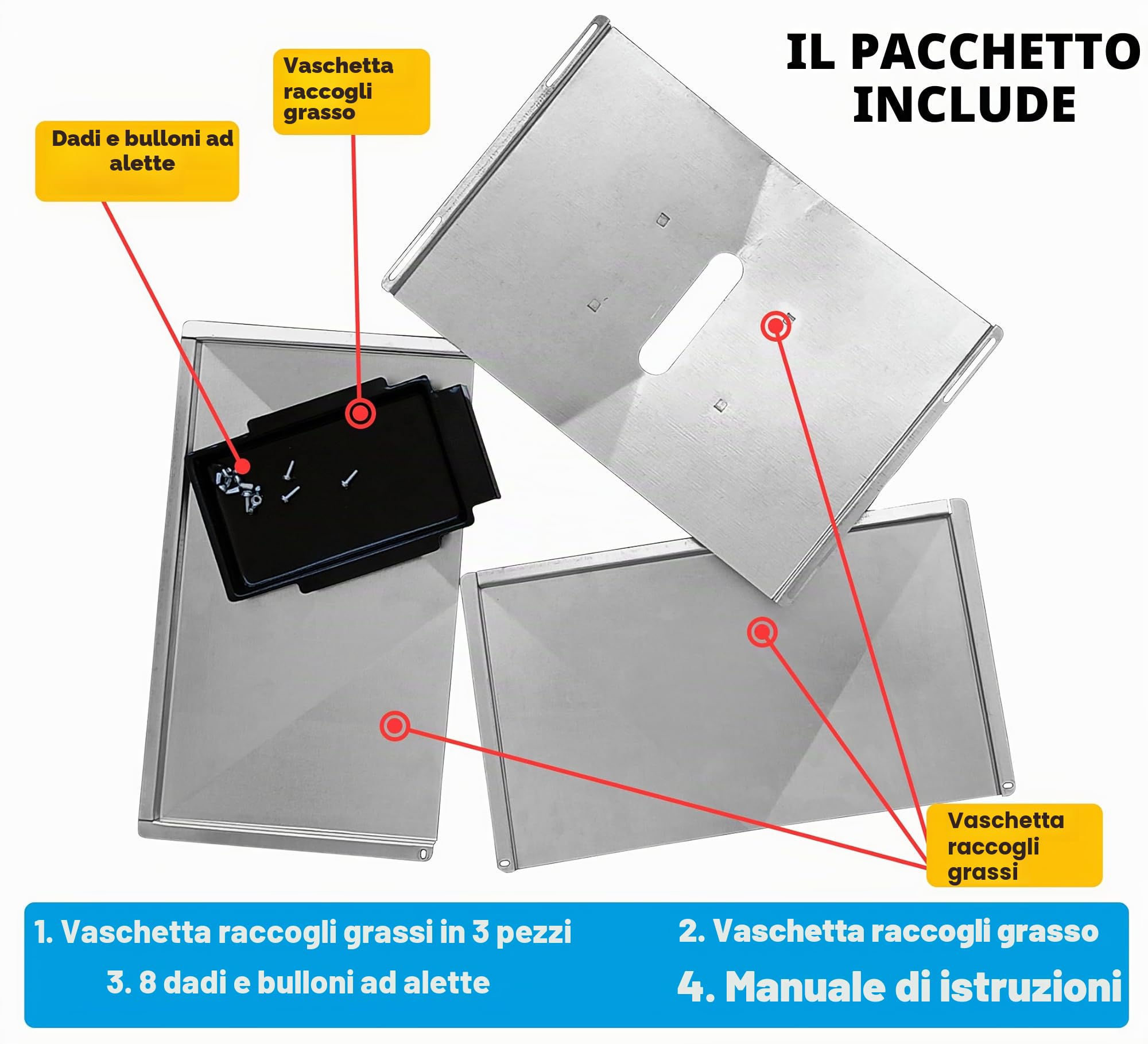 Vassoio di Ricambio per Grasso con Lunghezza Regolabile (da 41 cm a 51 cm) per Griglie di Biltema, Lucifer, Napoleon, Landmann e Altre Marche Europee, Vassoio Universale per Grasso