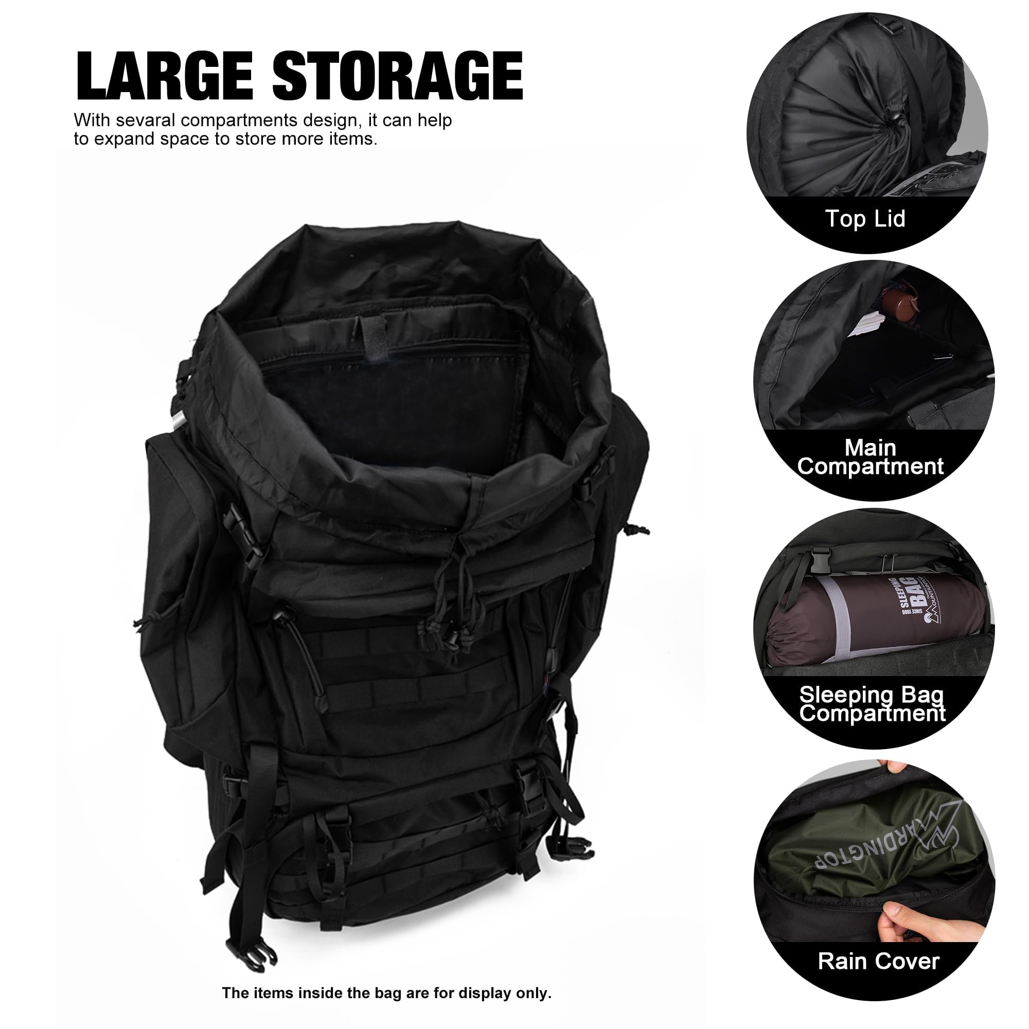 Mardingtop 60 Liter Taktischer Rucksack mit Regenhülle Großer Trekkingrucksäcke Erweiterbar Outdoor Rucksack Wanderrucksäcke für Reisen, Camping