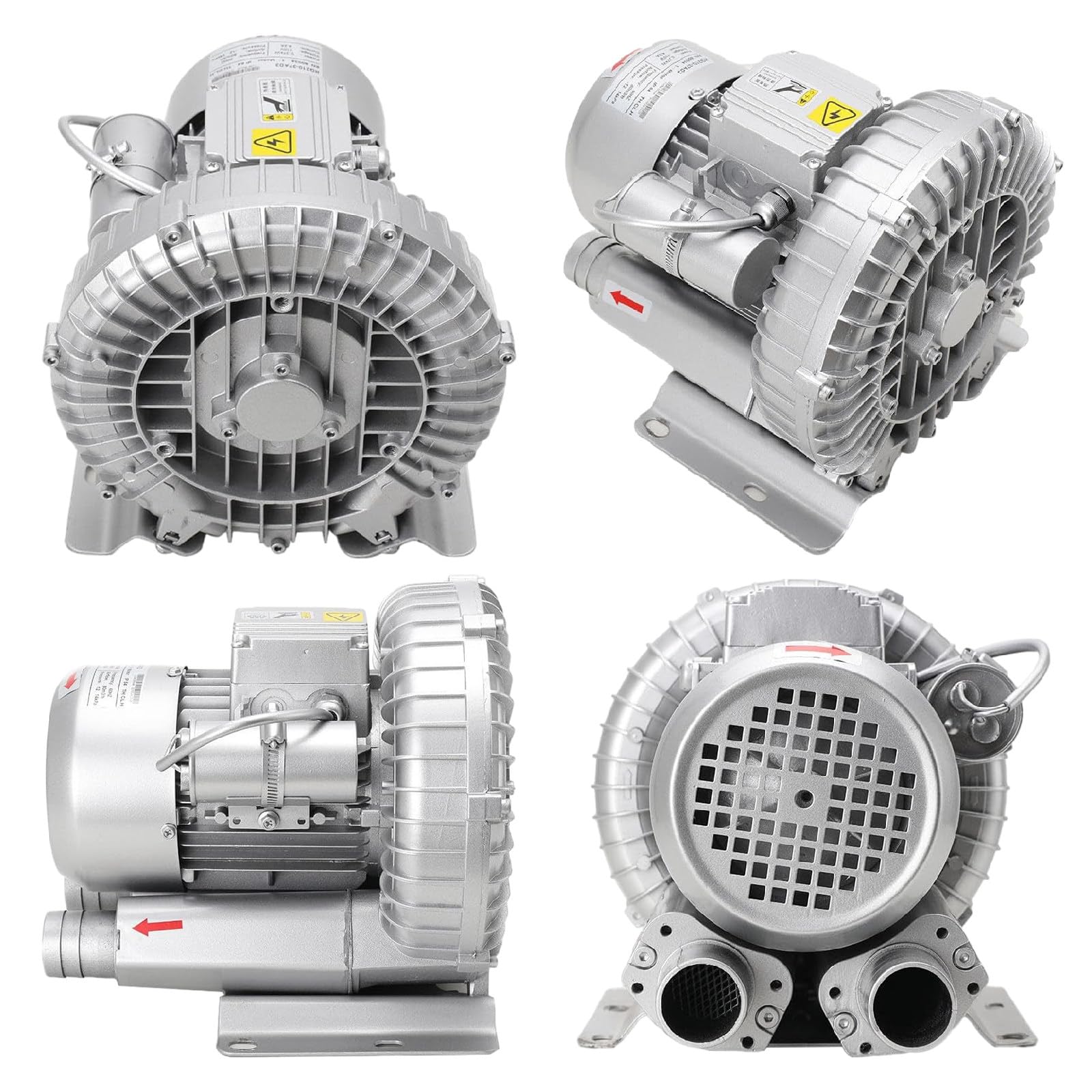 Soplante Regenerativo 370-1500W 380V Trifásico, Soplante Vortex, Bomba de Vacío Industrial para Soplado o Aspiración, Soplador De Tres Turbinas,550W