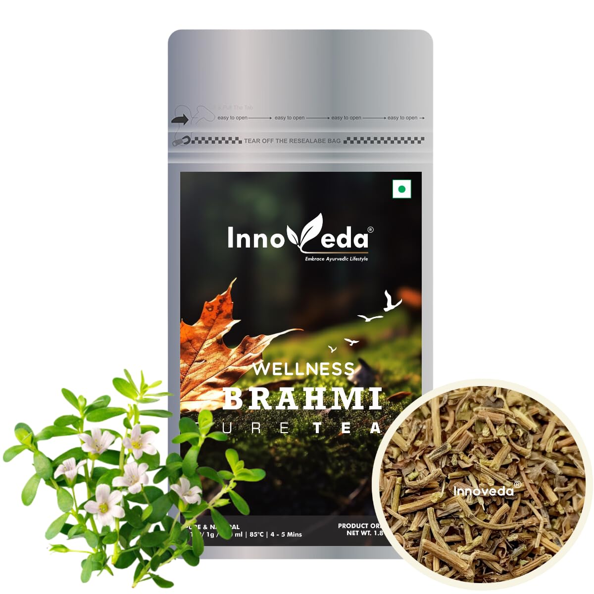 Innoveda Brahmi Pure Tea Brain Boosting Antioxidants 30 Tea Cups 50 Grams (B09BR7P1SP) Amazon Price History, Amazon Price Tracker