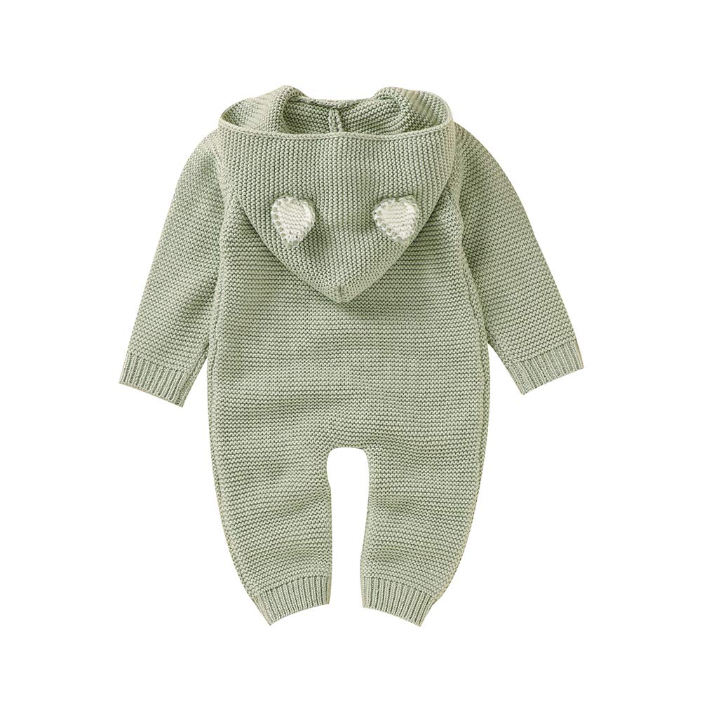 Barboteuse à Capuche en Tricot pour Nouveau-Né Filles GarçOns GrenouillèRes avec Fermeture Éclair