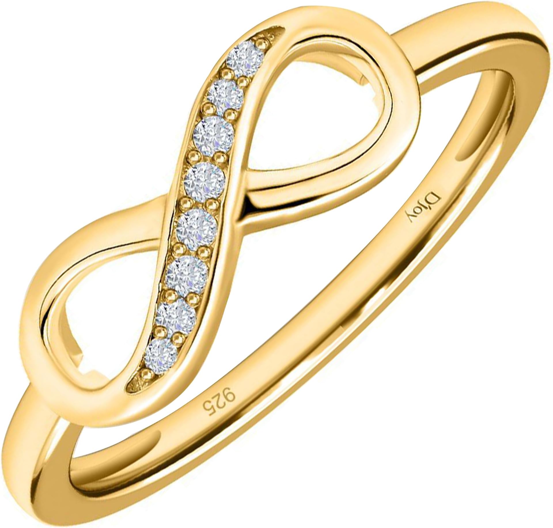 Infinity Sterling Silver Ring for Women with Cubic Zirconia CZ in Rhodium & Gold Plated 925 Silver Rings | Promise Rings for Couples Forever Love Ring for Teen Girls | Ladies Rings with Gift Box