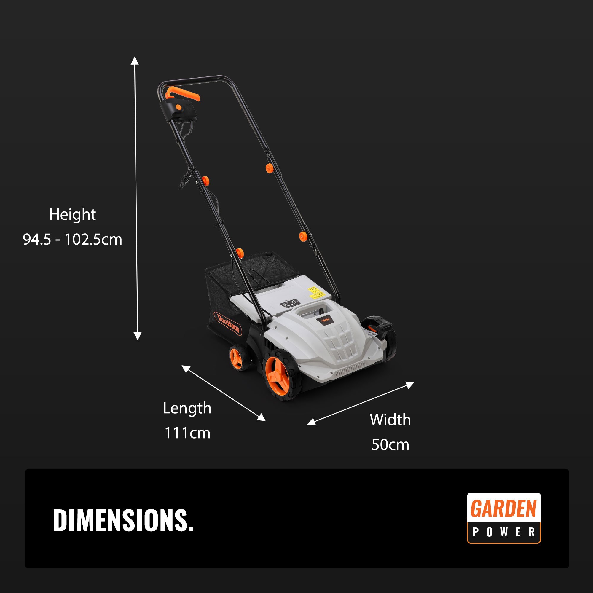 VonHaus 2 in 1 Lawn Scarifier 1500W Electric Garden Lawn Rake with 4