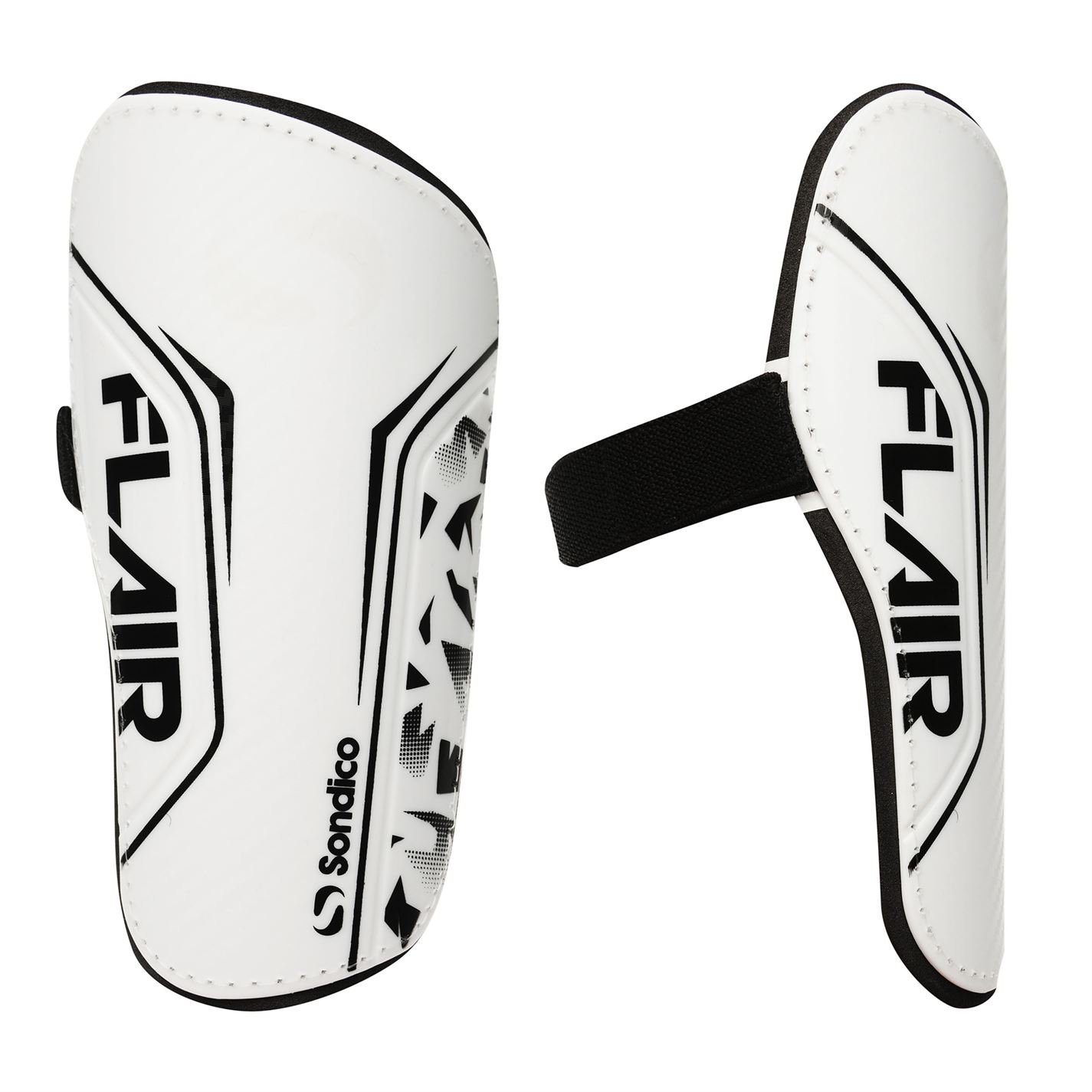 Sondico Flair Slip Shinguards Football Training Sports Protection Accessories White/Black Junior (XS)