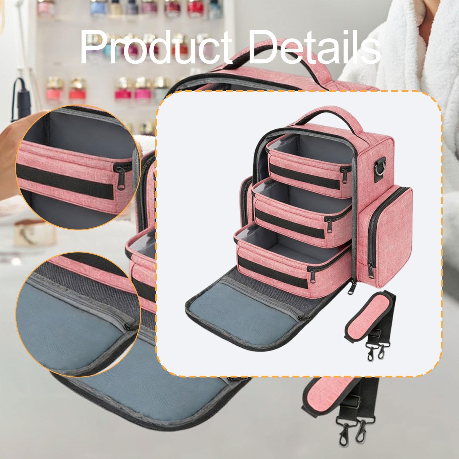 Aufbewahrungstasche für Nagellack, tragbar, Reisetasche/Aufbewahrungsbox für Gel-Nagellack, Rosa