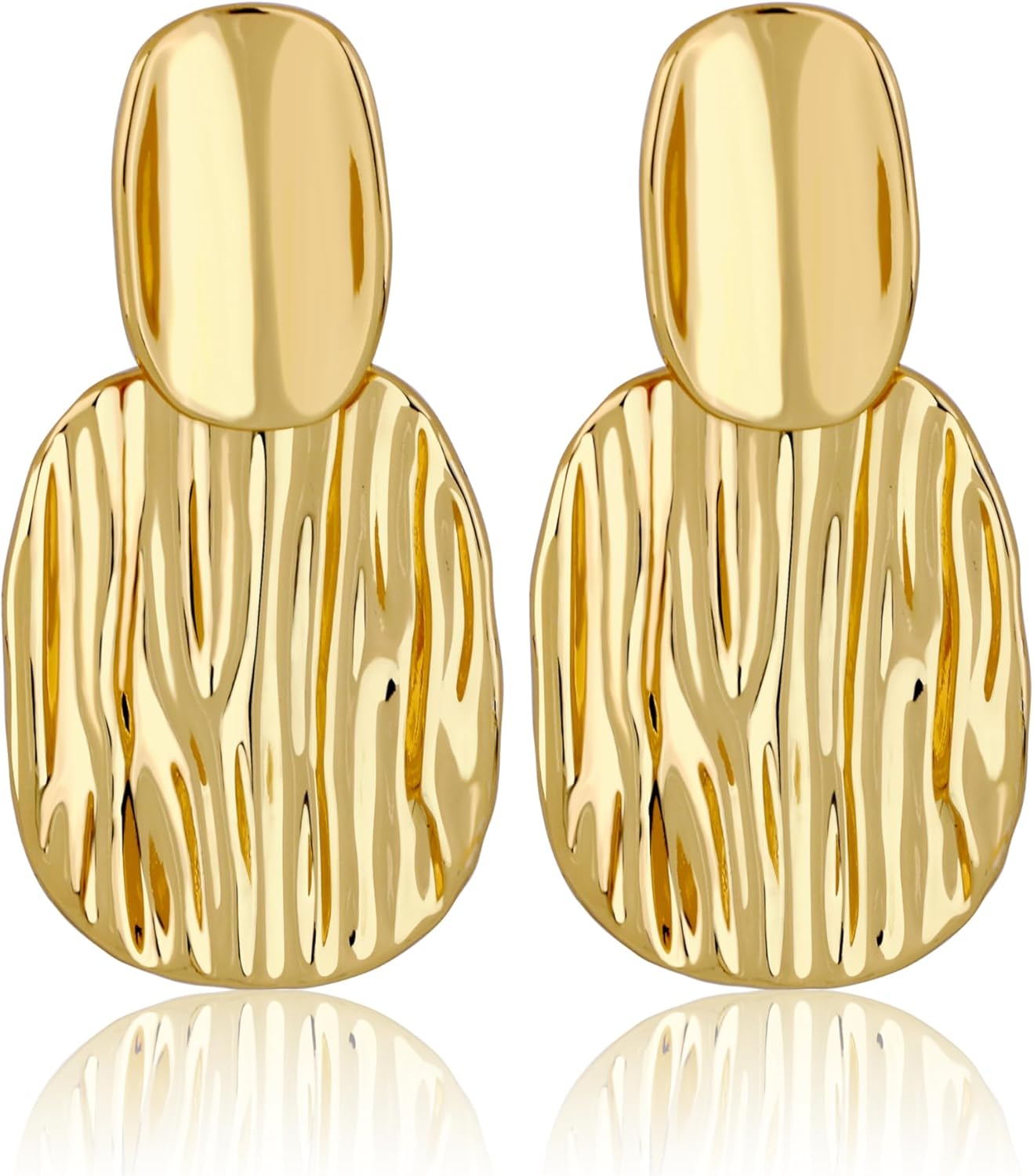 Gold Statement Earrings For Women 18K Gold Plated Sectored Flower Leaf Shell Angel Wing Earring Large Stud Earrings Hypoallergenic Stud