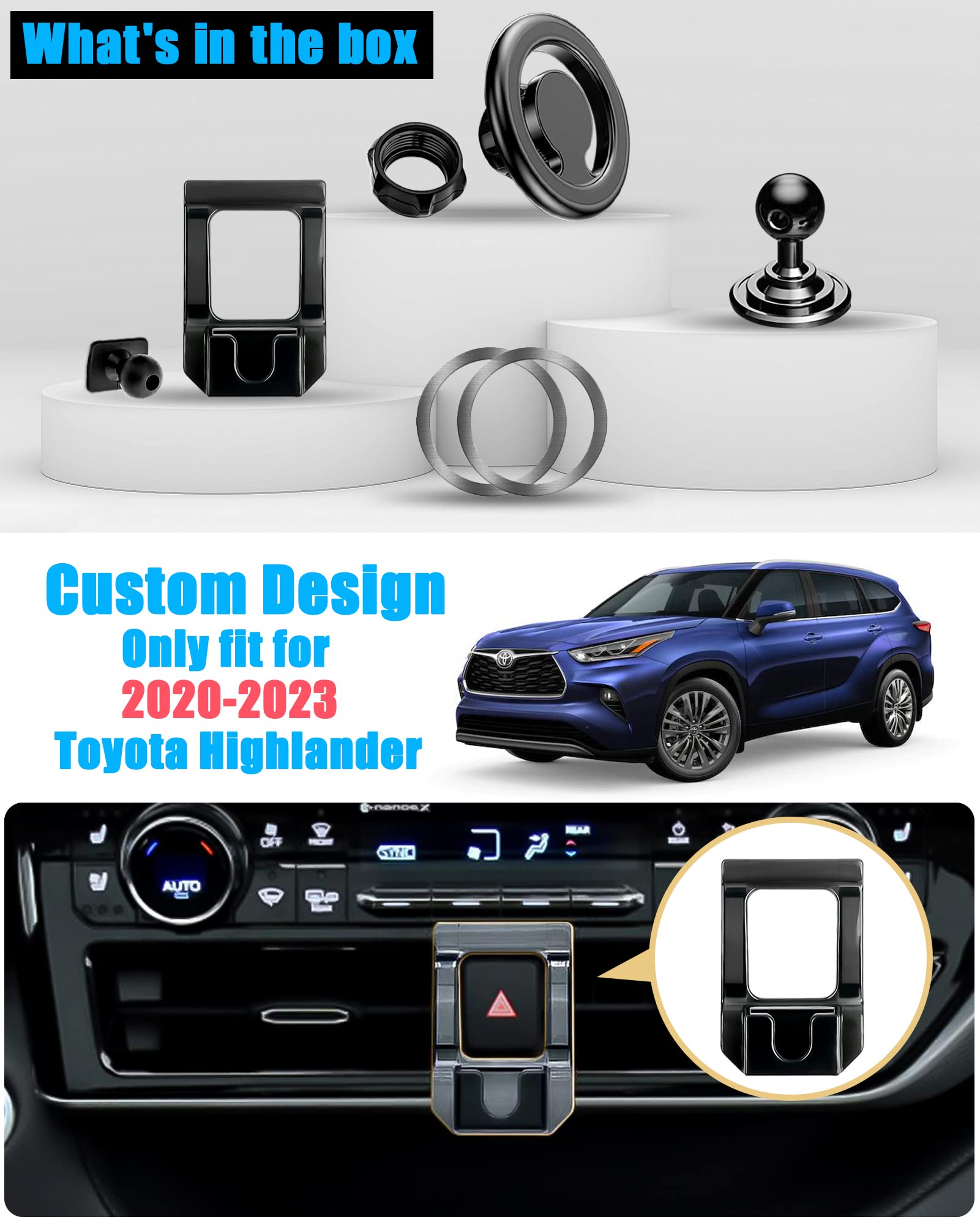 The Gemini Phone Mount For Toyota Highlander Hybrid 1st Gen XU20 2006 To 2007 MagSafe (Drilling Required