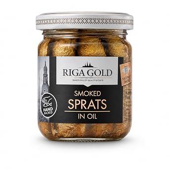 Riga Gold Smoked Sprats in Canola Oil, Wild Caught, 3.53 oz, Pack of 3
