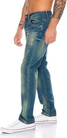 Rock Creek Men's Jeans Trousers Denim Stretch Regular Fit Jeans Stonewashed W29–W44
