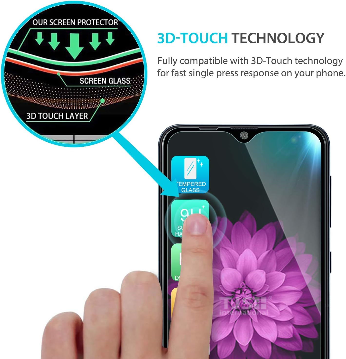 TJS Phone Case Compatible with Samsung Galaxy A10E 5.8" (Not Fit Galaxy A10/M10), [Full Coverage Tempered Glass Screen Protector] Shiny Marble Glitter Back Skin Full Body Soft TPU Bumper (Rainbow)
