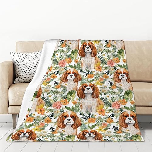 Miniatura 2 de Cavalier King Charles Spaniel - Manta de forro polar con estampado digital, súper suave y cálida, 50 x 70 pulgadas para sofá, acogedora, mullida