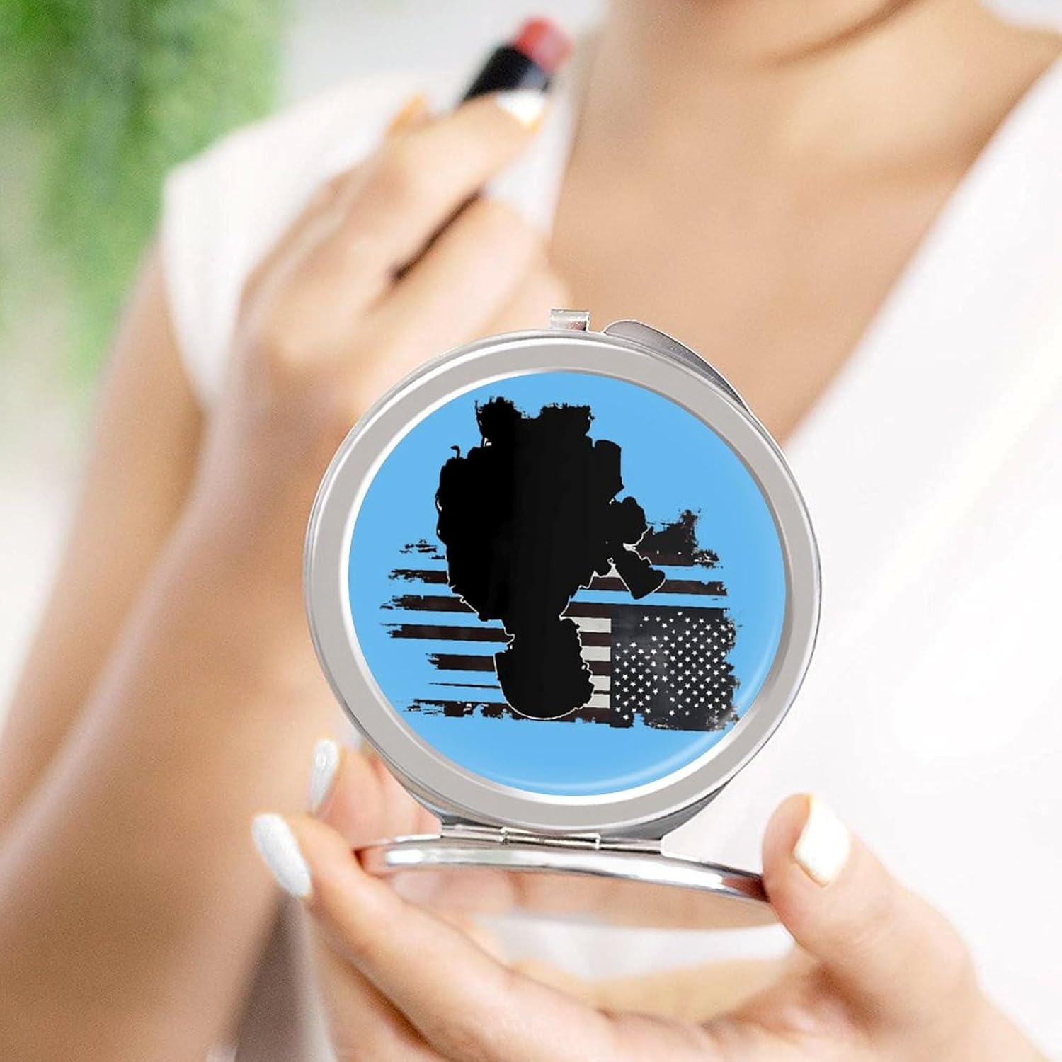 Us Flag Army Military Compact Makeup Mirror Mini Foldable Cosmetic Mirror Portable Travel Mirror for Purse Pocket