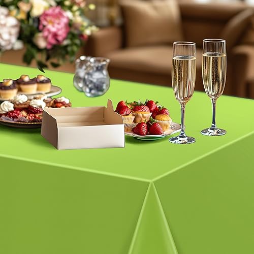 Miniatura 7 de Mantel rectangular de 4 piezas, color verde lima, 54 x 72 pulgadas, color sólido, impermeable y a prueba de derrames, mantel de fiesta duradero para