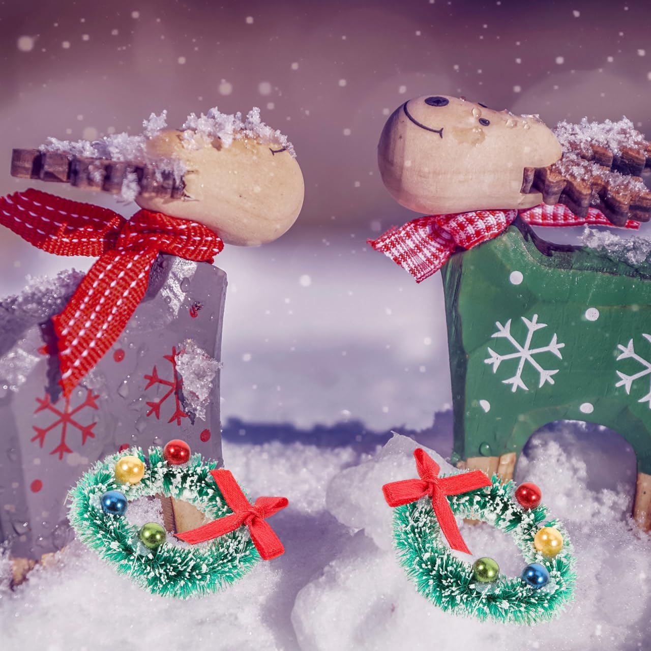 VOSAREA 10pcs Mini Christmas Wreaths Small Crafts Wreaths Christmas Red Bow Artificial Hanging Garlands for Front Door Window Chair Wall Dollhouse Decor - Image 9