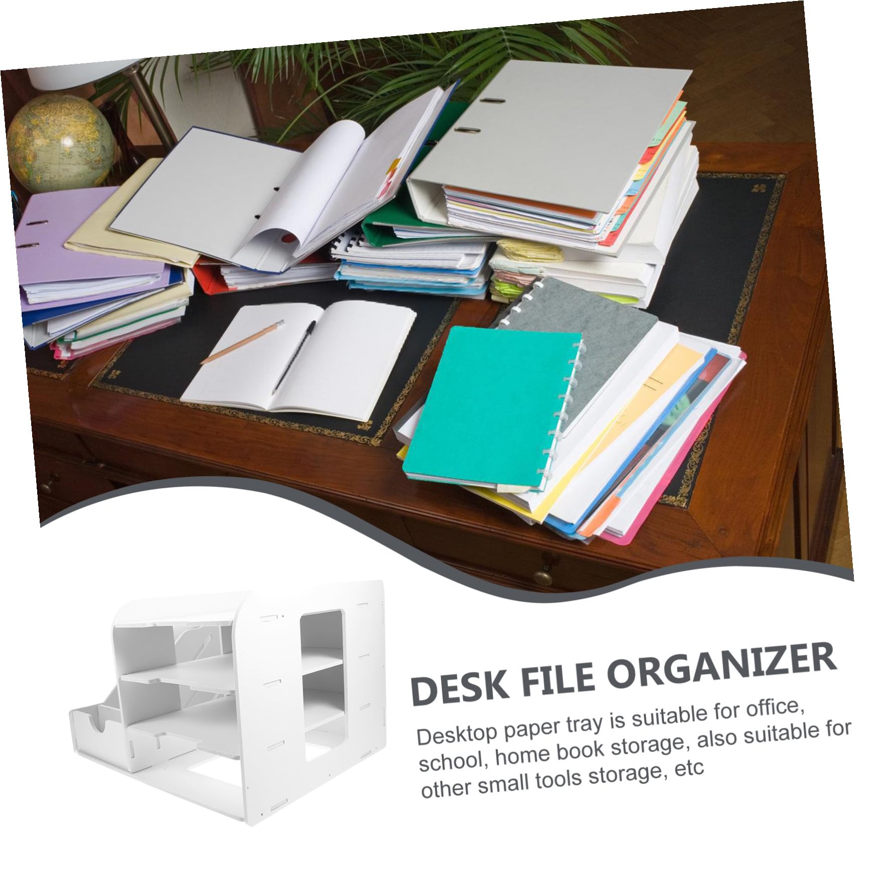 Cosite - Escritorio de varios niveles, estante de archivos desmontable y soporte para documentos para almacenamiento de papelería de oficina y ordenar el escritorio