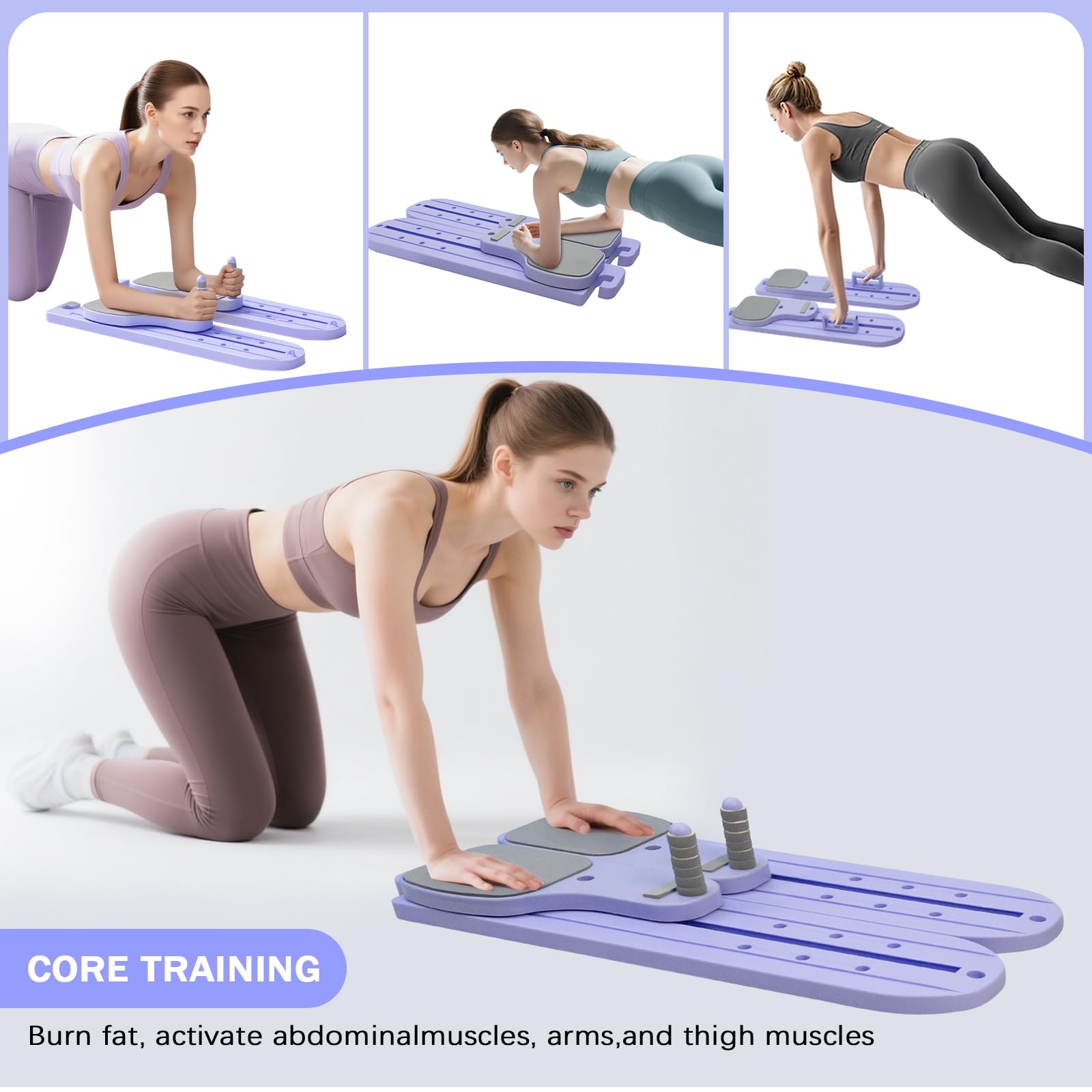 Pilates Reformer Board, 6-in-1 Pilates-Reformer, Multifunktionales Pilates Fitness Board mit Skimaschine, Widerstandsseil, Liegestützstange, Hebehandlauf für Anfänger & Profis
