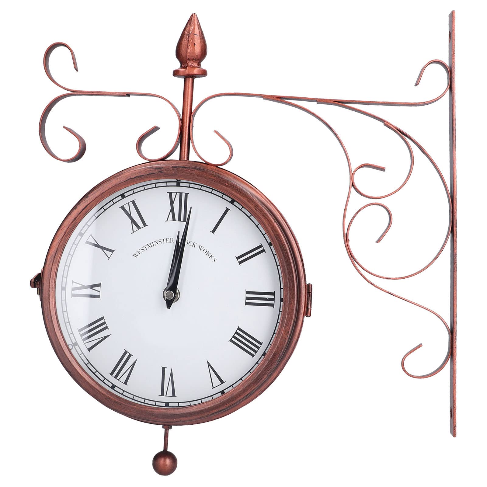 Restokki Wall Clock Practical Retro Beautiful Battery Powered Decoration for Lobby Courtyard Garden
