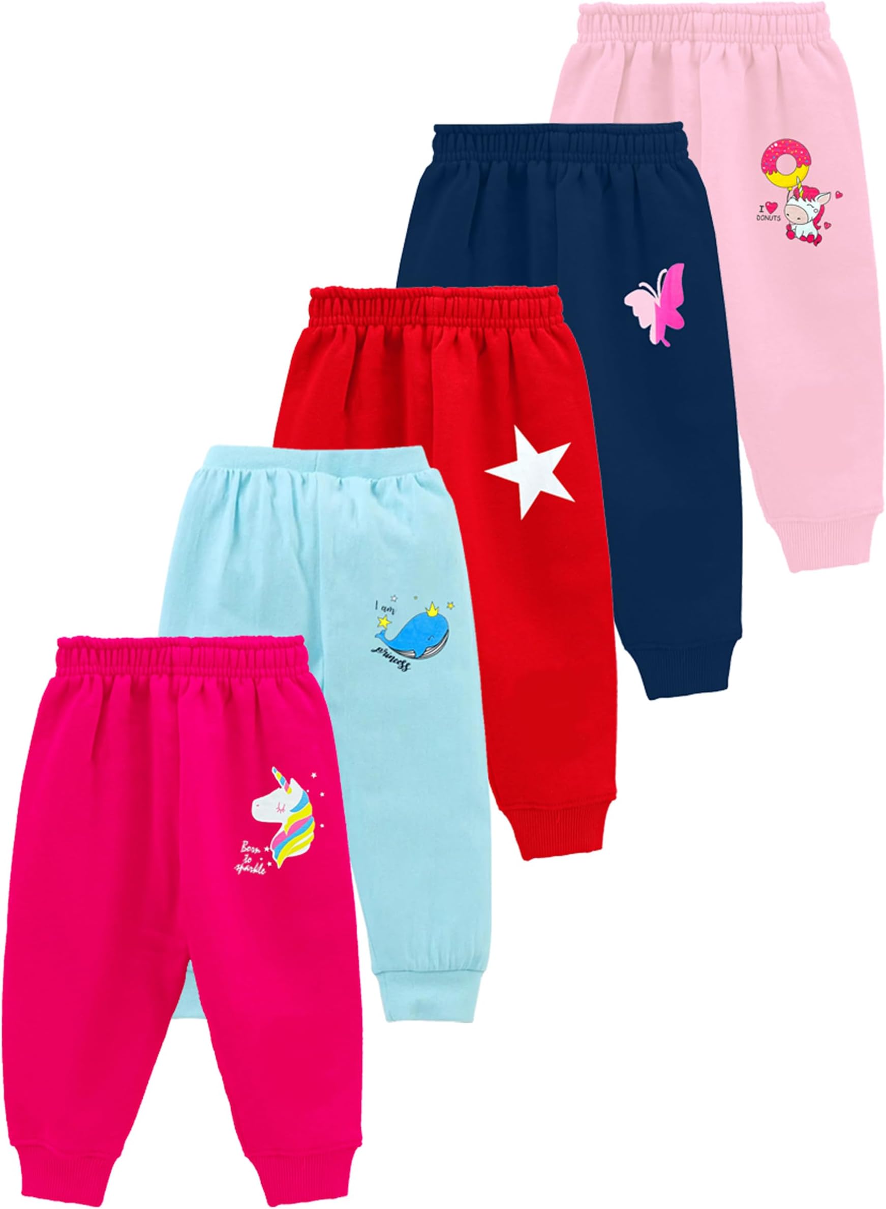 Kuchipoo Regular Fit Baby Girls Pyjamas - Pack of 5 (PAJ-134), Multi 1, 6 Months-12 Months