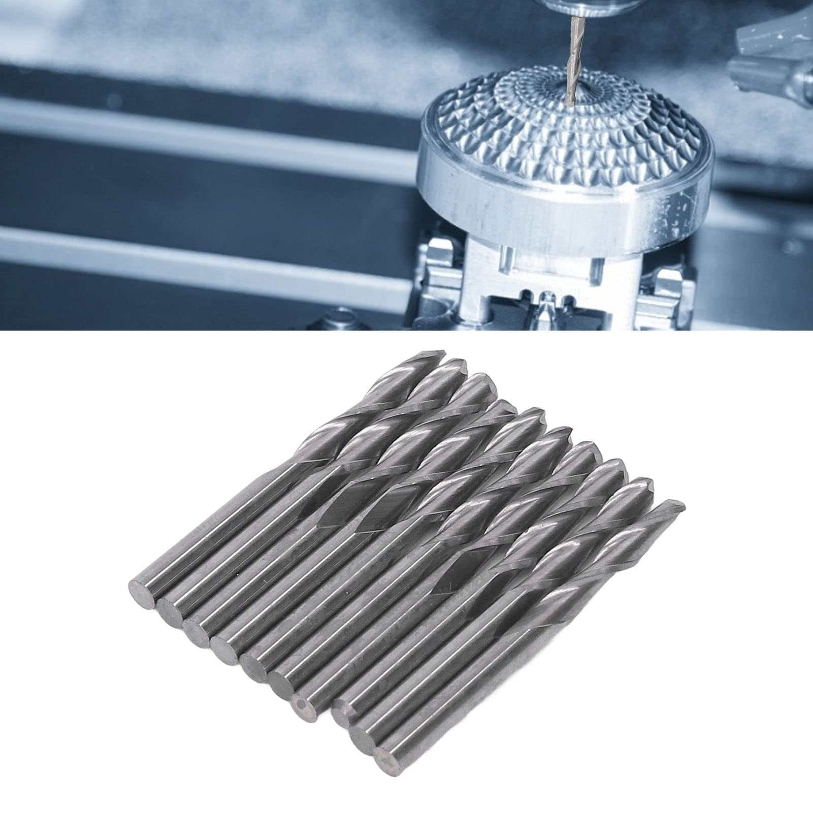 Fraises à Bout Sphérique CNC en Acier à Haute Vitesse - Haute Résistance à l'Usure, Efficacité Élevée - Pour Engraving, Fraisage sur Bois, Plastique, PCB, MDF-Lot de 10 Pièces