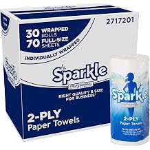 Sparkle Professional Series by Georgia-Pacific PRO 2-Ply Perforated Kitchen Paper Towel Rolls, Individually Wrapped, White, 11&rdquo; x 8.8&rdquo; (LxW), 70 Sheets/Roll, 30 Rolls/Case, 2717201