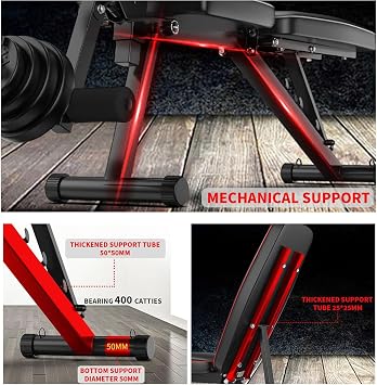 Adjustable Weight Bench With Leg Extension And Leg Raise Multifunctional Incline Decline Flat Bench Press Full Body Workout Bench For Sit-Up Abs Home Gym Lifting Strength Training 200kg/440lb