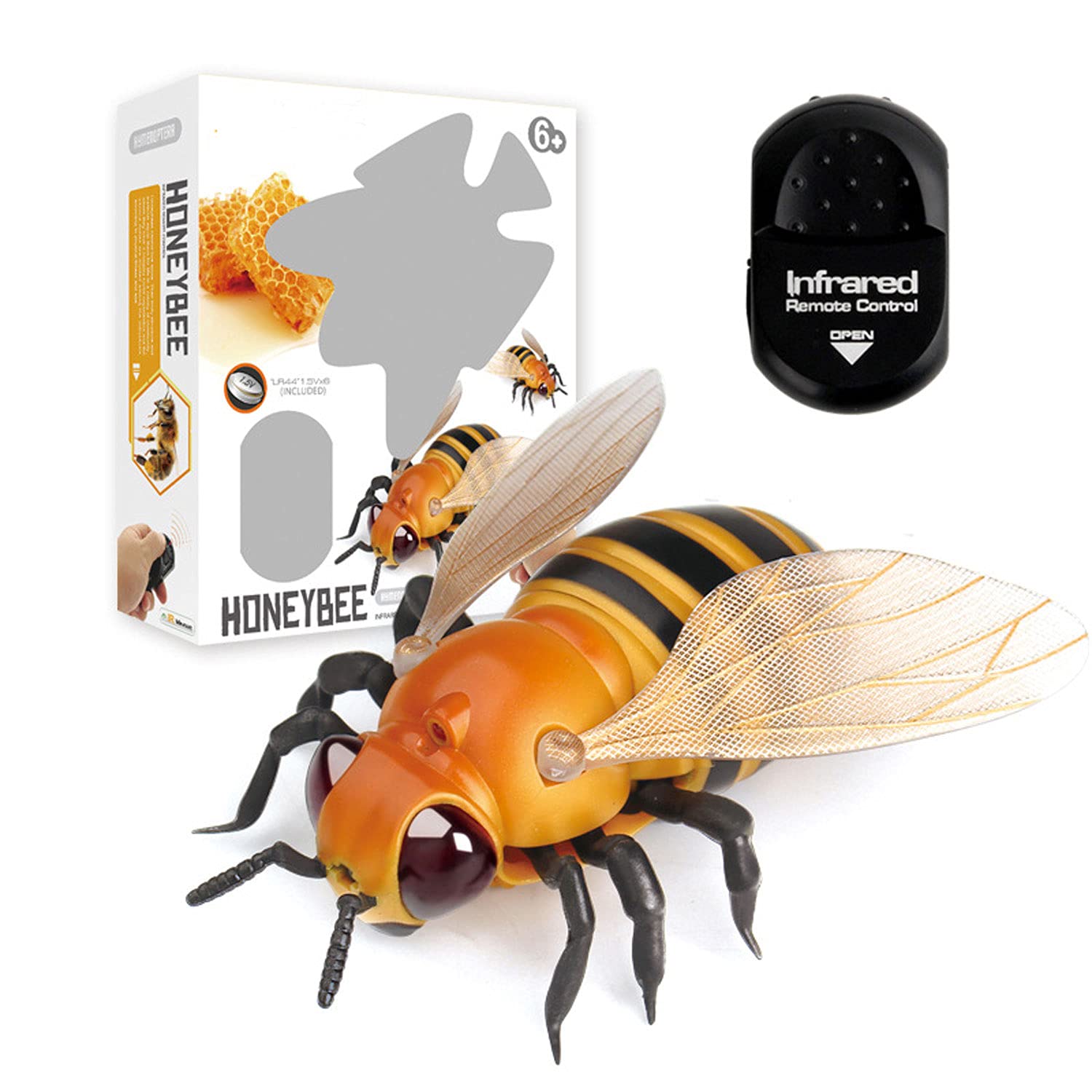 FLORMOON Honeybee Figures Realistic Remote Control Animal Fake Scare Prank Toy for Kids, Great for Pranks and Halloween Decorations (Without Battery)