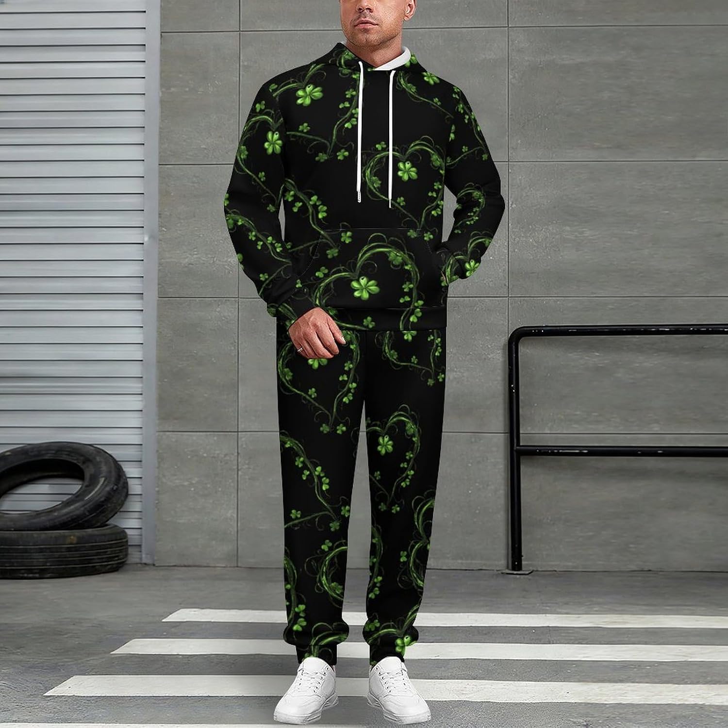 Shamrock Irish St Patricks Day Adult 2 Piece Tracksuits Hoodie Sweatshirt And Joggers Sweatpants Sweat Suit Outfits