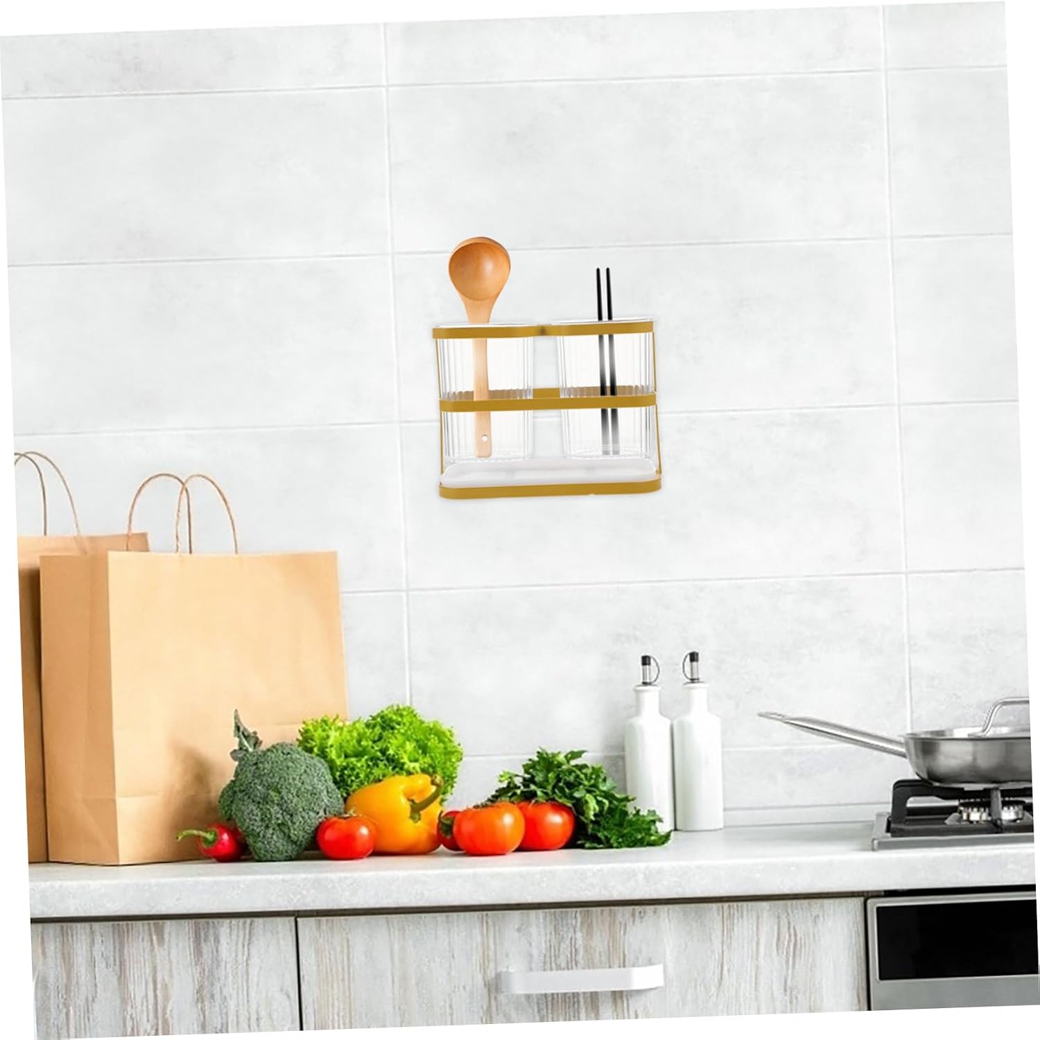 Elegant Multi Functional Chopstick Holder Spoon Storage Rack for Kitchen Counter Compact Design for Utensils Cutlery Organizer with Modern Aesthetic Home Accessory