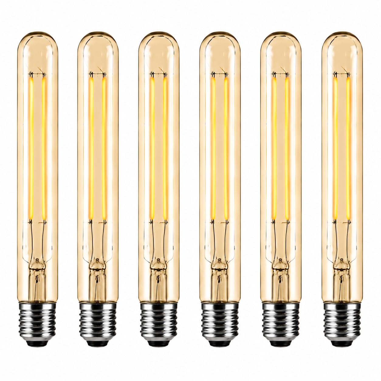 Dimmable E27 LED Bulbs 4W Equivalent 40W, Warm White 2700K Tubular T185 Edison Light Bulbs 185mm Amber Glass, Vintage LED Bulb for Chandeliers Pendant Light Wall Sconce, 6 Pack [Energy Class G]