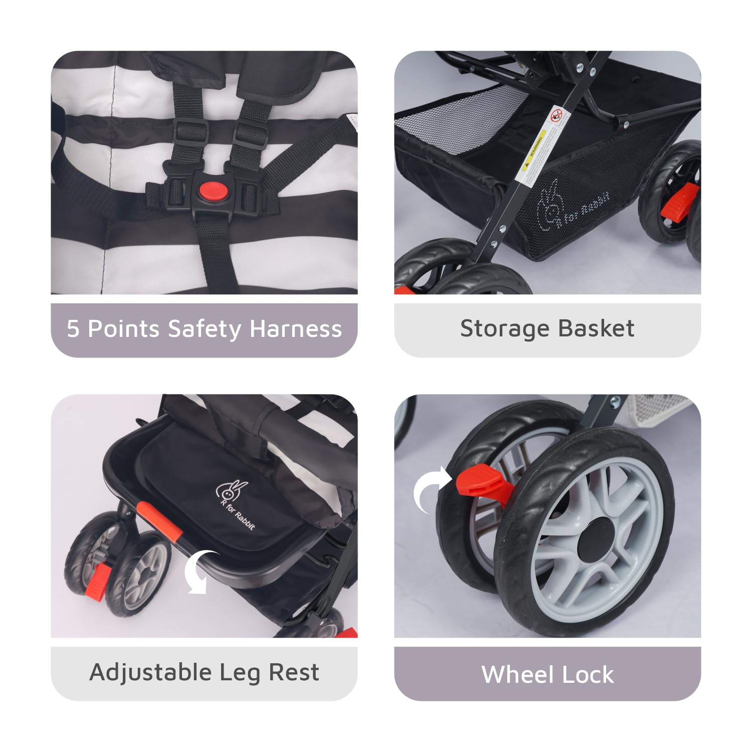 R for Rabbit Lollipop Lite Stroller - Lightweight Baby Pram -5