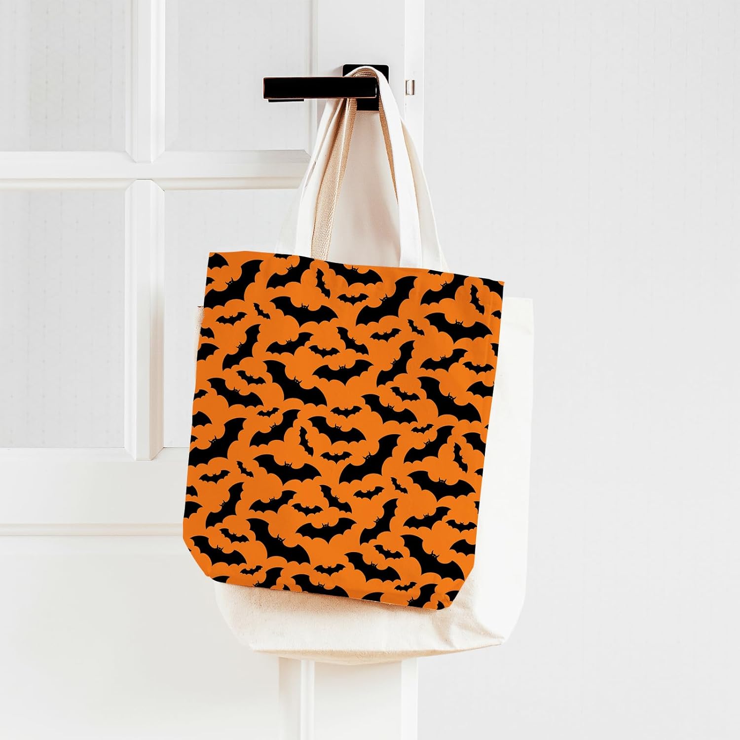 JarThenaAMCS 60Pcs Halloween Cotton Fabric Bundles 10 x 10 Inch Pumpkin Spider Ghost Fabric Square Black Orange Sewing Fabrics for DIY Craft Party Decor