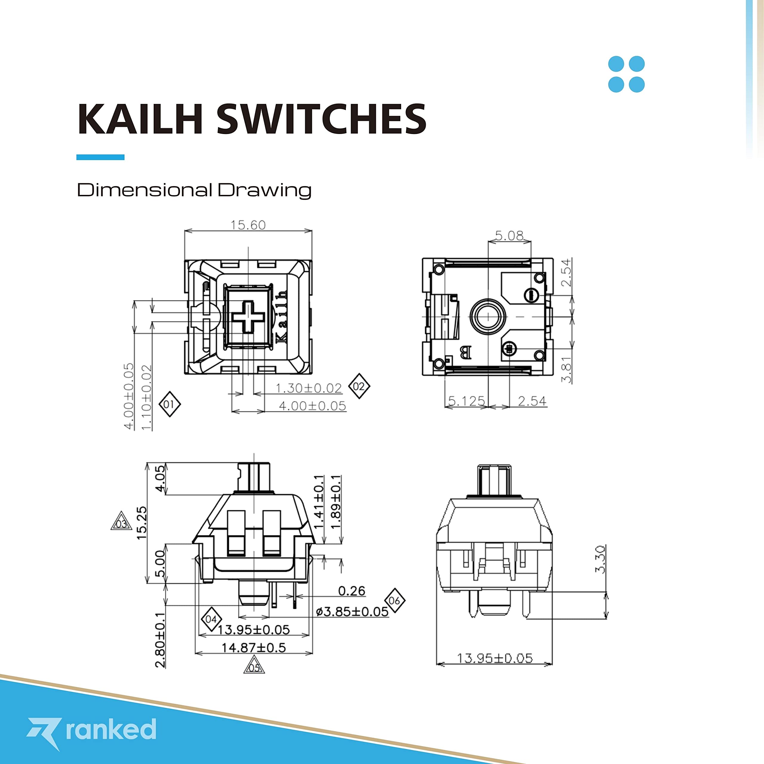 Ranked Switch Kailh pour Clavier Mécanique Gaming | Plate Mounted (Kailh Pro Speed Plum, 90 Pcs)
