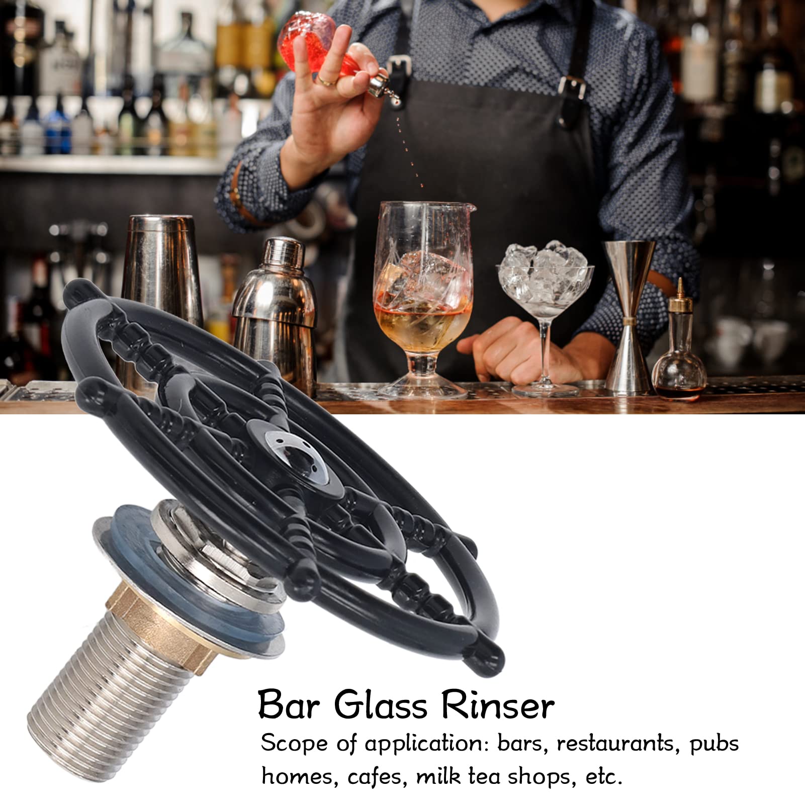Rince-Verre G1/2, Robinet De Cuisine Lave-Bouteille en Acier Inoxydable, Nettoyeur De Tasses, Lave-Tasses, Jet d'eau à 360 Degrés pour Nettoyer Les Tasses De Vin Rouge, De Bière, De Café Et De Thé