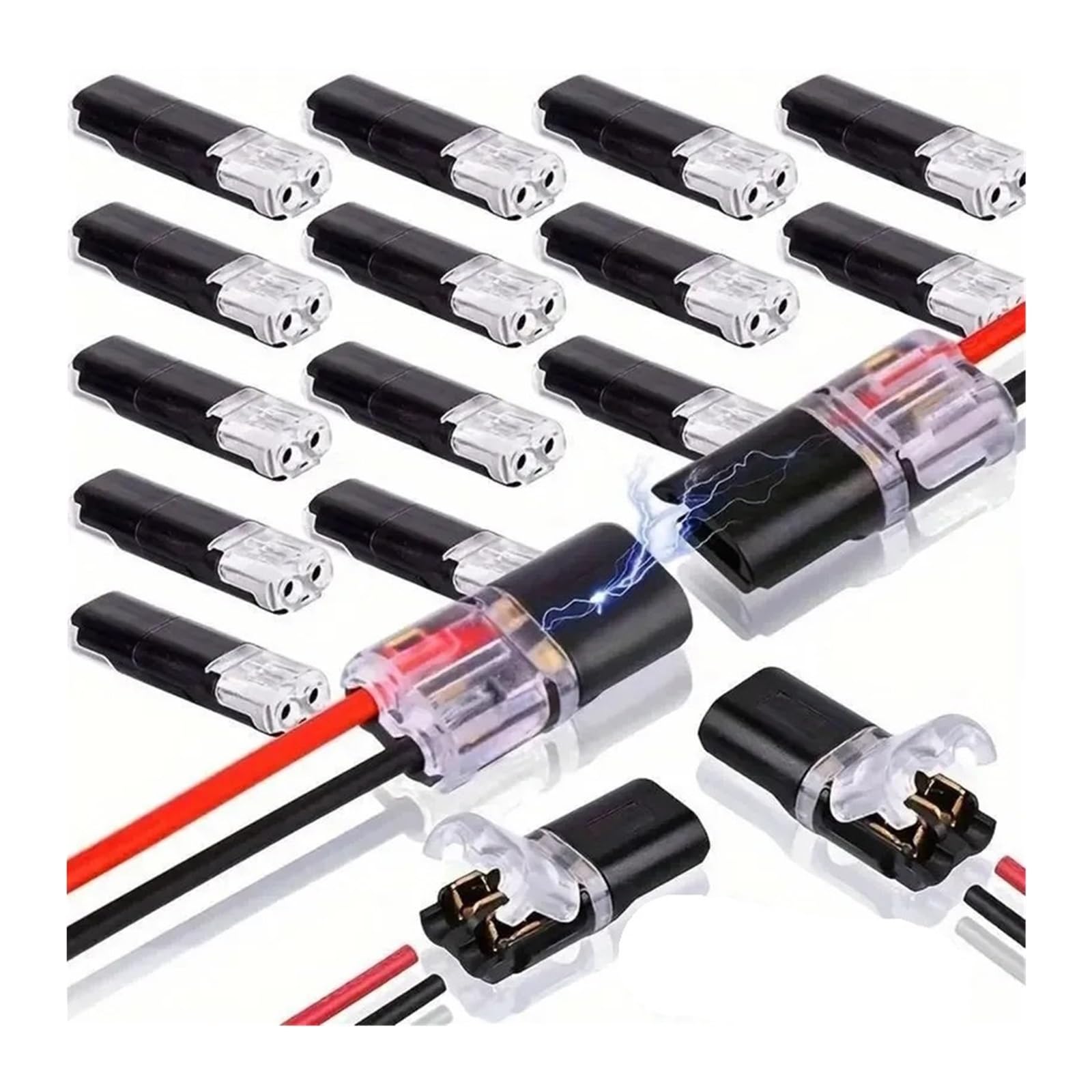 Shungong Double-Wire Plug-in Connectors for LED Light Strips - 2 Pin Low Voltage Connectors with Locking Buckle (30/50/100pcs)(50pcs)