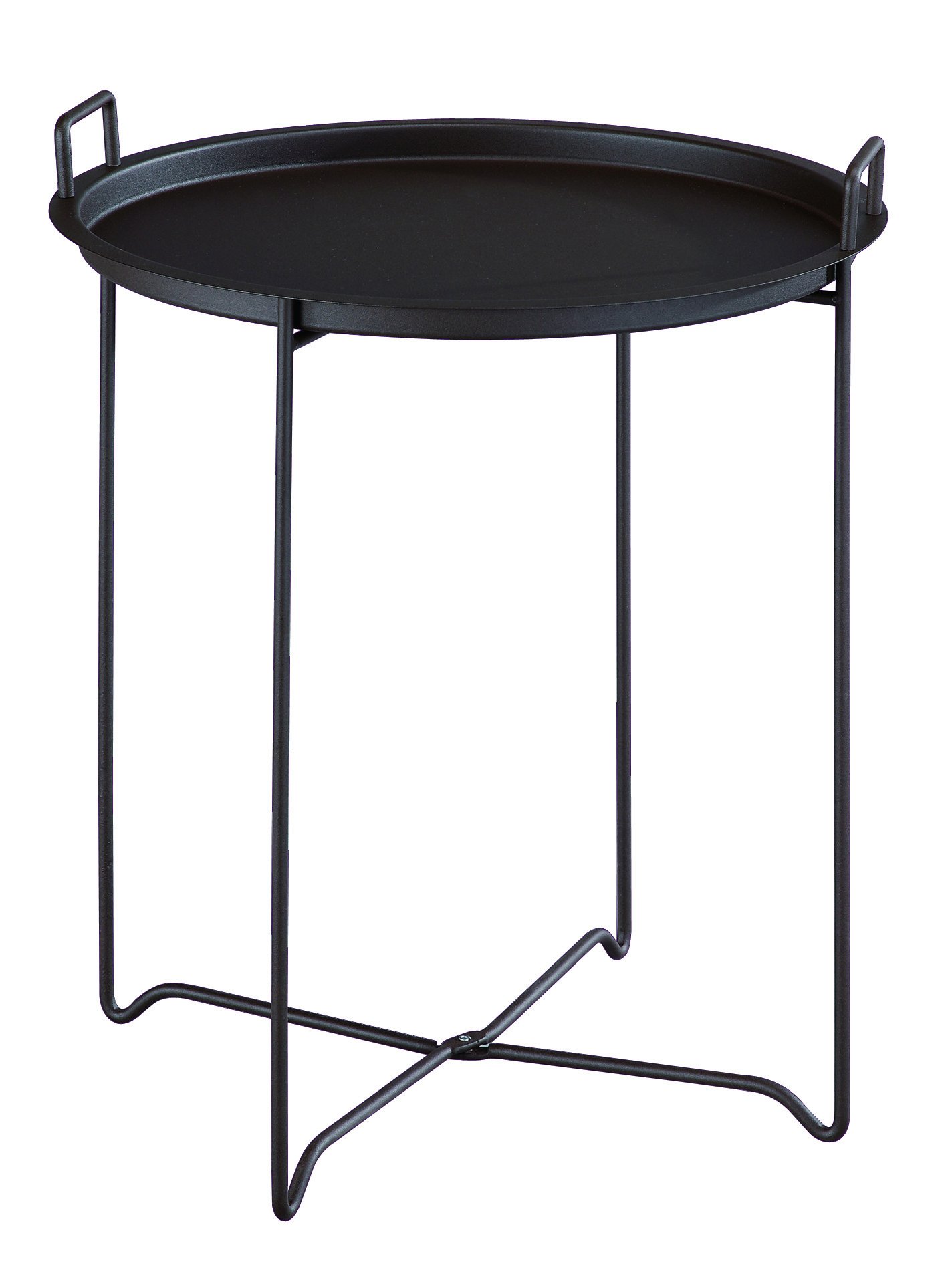 A ASPECT Niro Foldable Side Table With Tray,Removable Serving Tray,Dark Brown