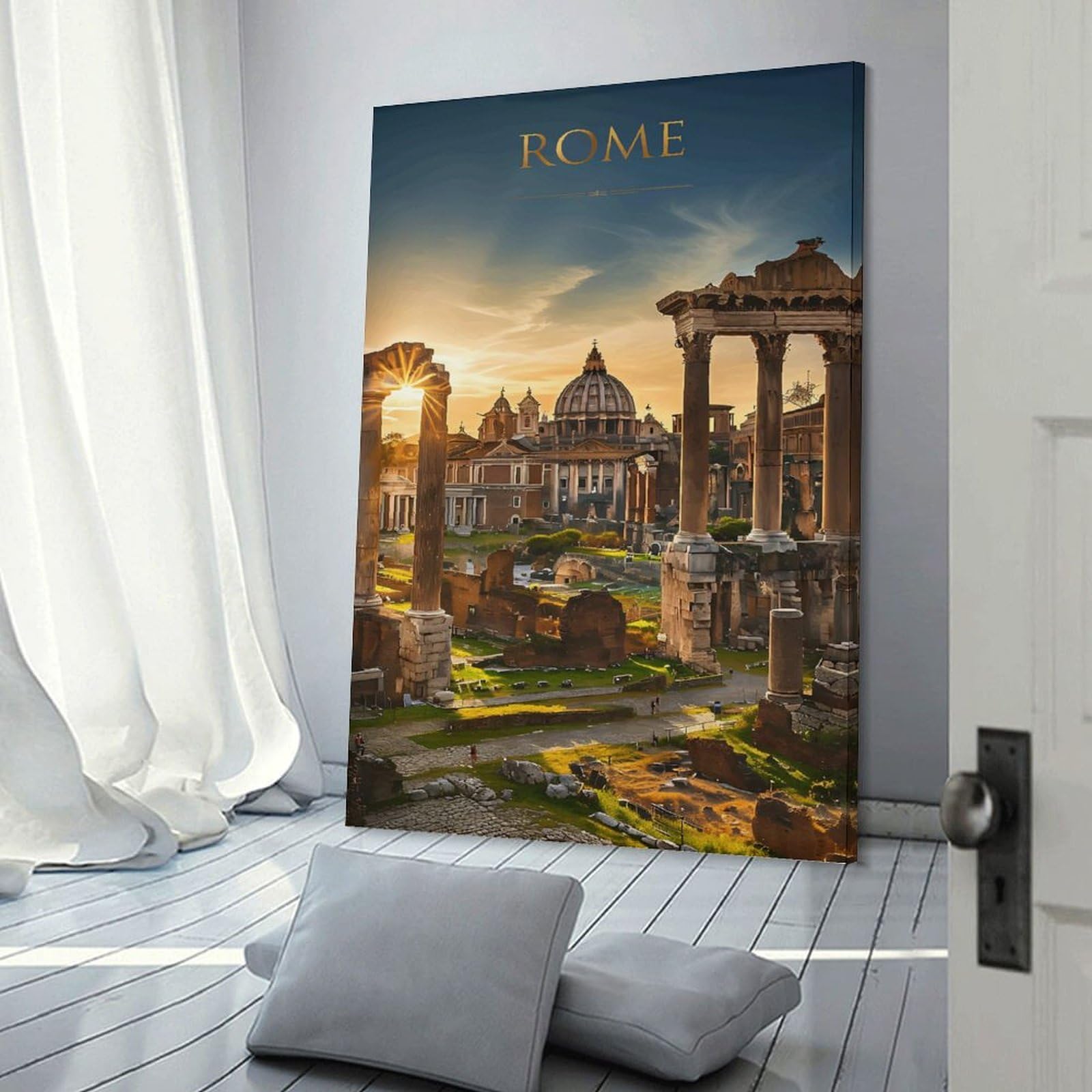 Junmoney Rome Sunset Ruins Canvas Wall Picture, 20x30inch(50x75cm), for Home, Office, Studio Or Guest Room, A Flexible Wall Accent for Shared Spaces