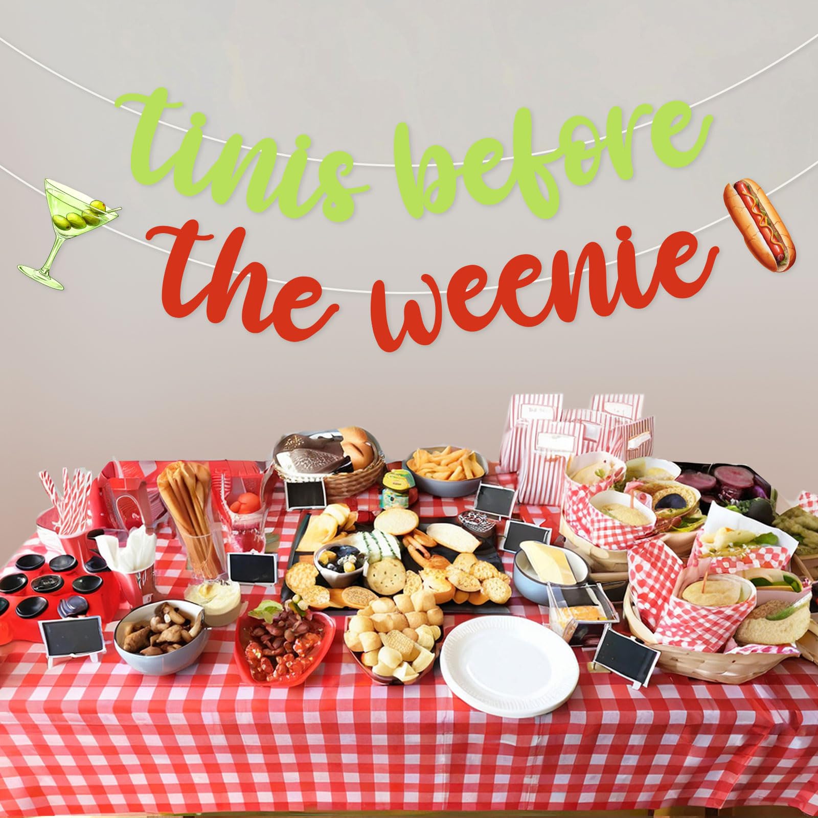 Pink Martini Party Banner - Pre-Strung Garland For Bachelorette & Birthday Parties